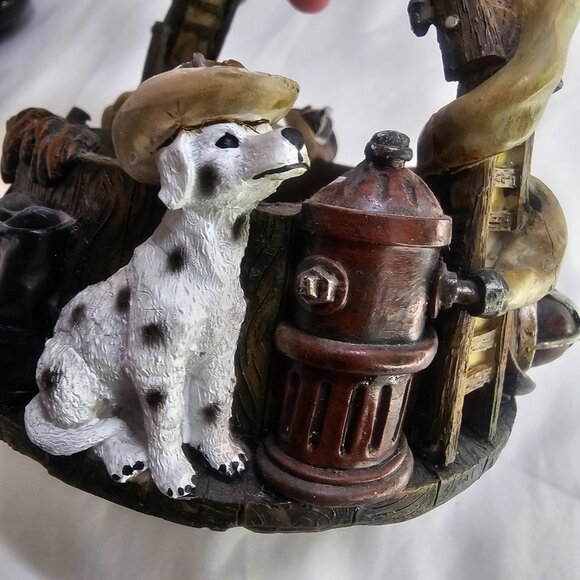 Firehouse Dalmatian Dog Fireman Firefighter Ladder Hose Basket W/ Handle Resin H - Picture 9 of 15